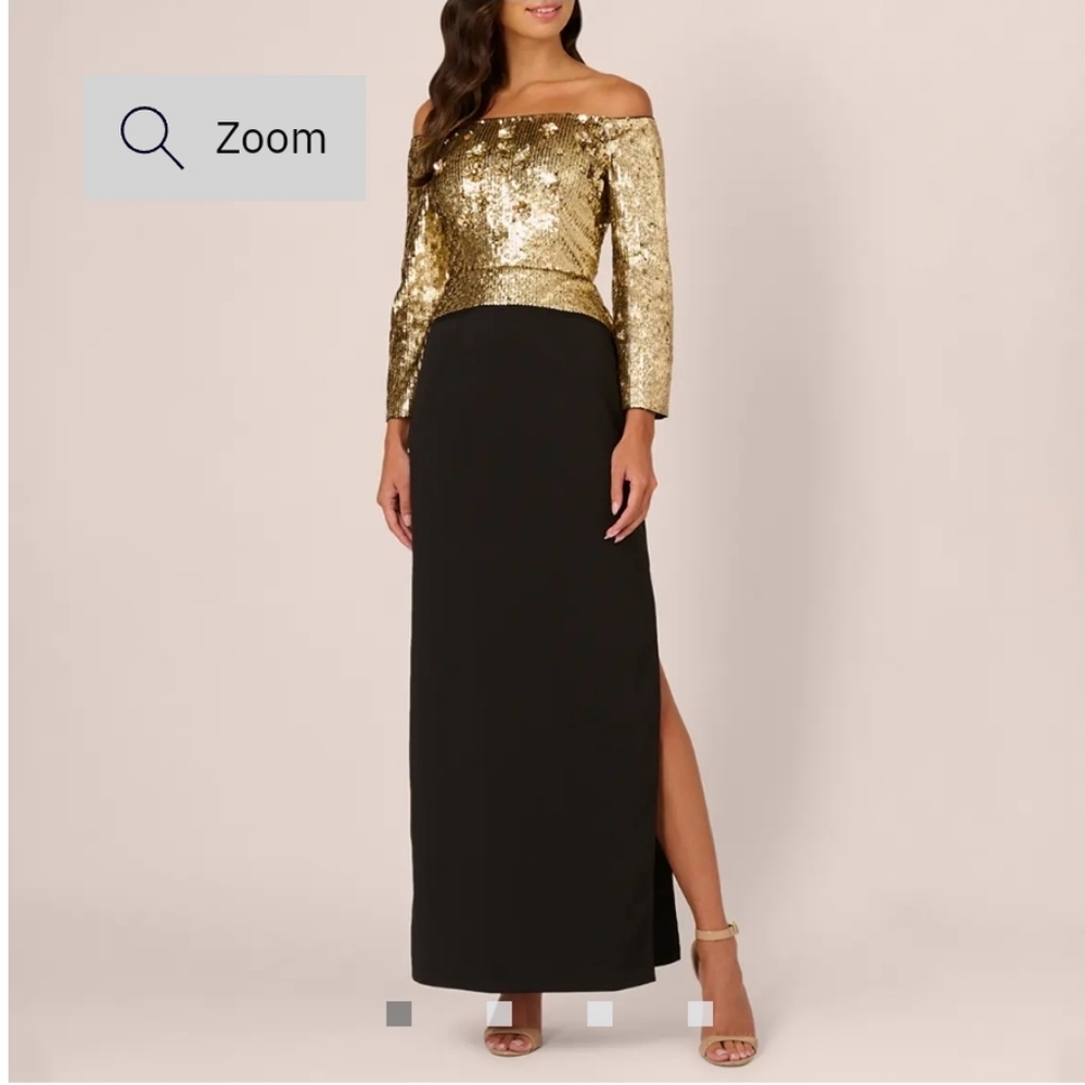 Adrianna Papell $349 Off Shoulder Beaded Maxi Dress - Picture 1 of 4